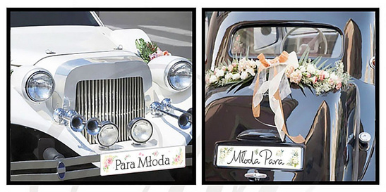 Tablica rejestracyjna ślubna kpl. 2szt