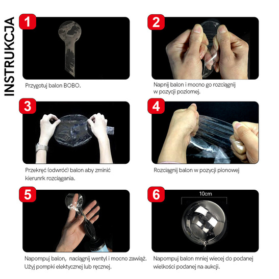 Balon BOBO 10 cm Transparentny – Najmniejszy Zestaw 10 szt. na Hel