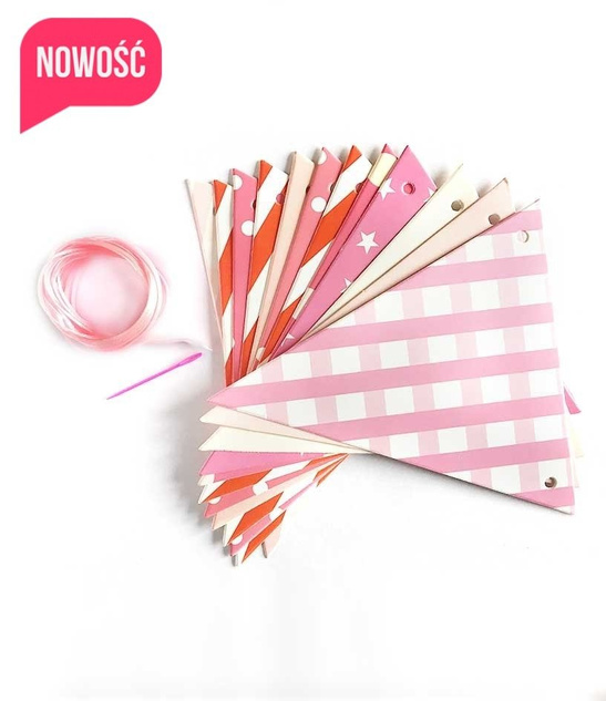 GIRLANDA baner chorągiewki 12szt. 4m - MIX