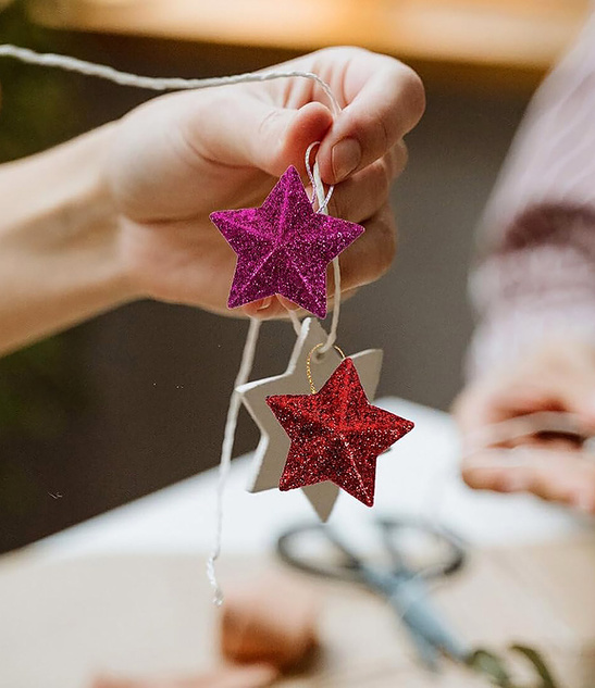 Ozdoby Choinkowe Gwiazdki 6 szt. – Brokatowe Dekoracje Świąteczne 5 cm