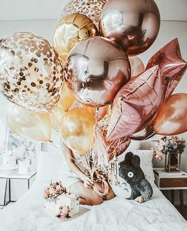 Balony złoty róż ZESTAW - 24szt