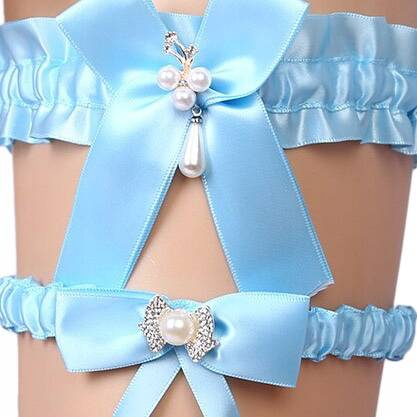 Podwójne podwiązki ślubne PEARL