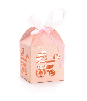 Pudełeczko prezentowe wózek – róż | Dekoracja na baby shower, chrzest