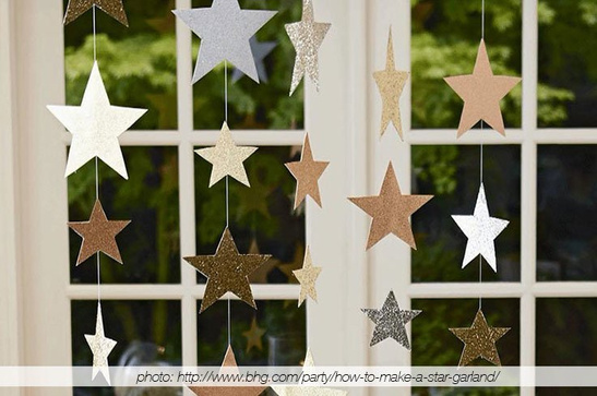 Girlandy papierowe - GWIAZDKI ZŁOTE 4,5M