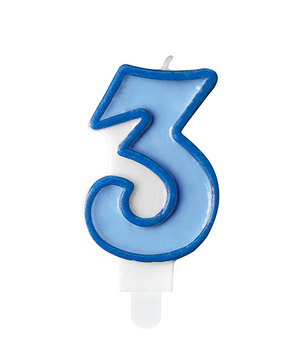 Świeczka urodzinowa niebieska cyferka 3 trzy