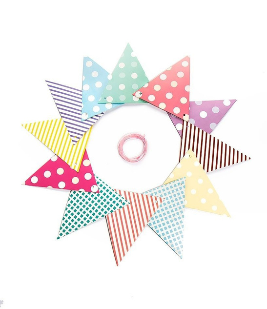 GIRLANDA baner chorągiewki 12szt. 4m - MIX