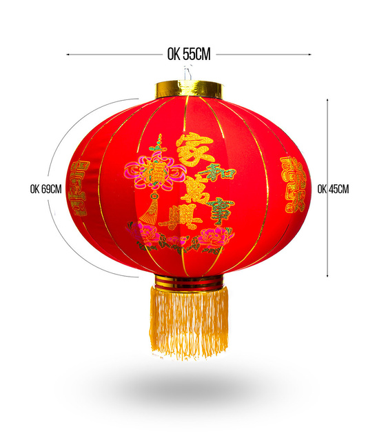 Lampion azjatycki GIGANT – 55 cm, chińskie znaki Szczęście i zamożność
