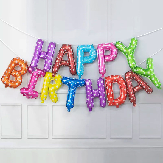 Balony foliowe napis HAPPY BIRTHDAY color 40cm