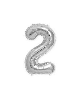 Balon foliowy 40cm - srebrna cyfra 2