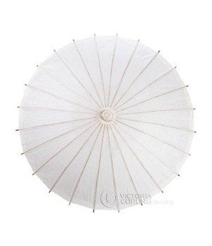 Chińska Papierowa Parasolka Biała – Ręcznie Wykonana z Bambusa
