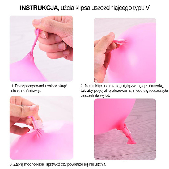 Klipsy do uszczelniania balonów typu V - 50szt.