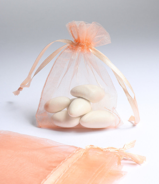 Woreczek z organzy 10x12cm - brzoskwiniowy