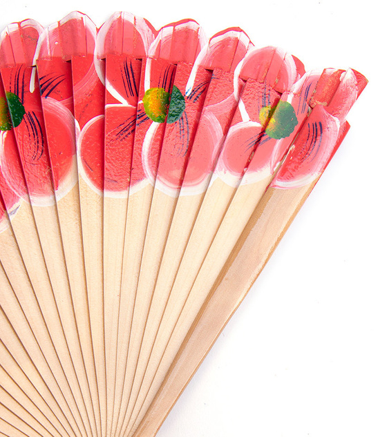 Wachlarz Flamenco kwiaty Czerwony Ręcznie Malowany, 21 cm, Hiszpański