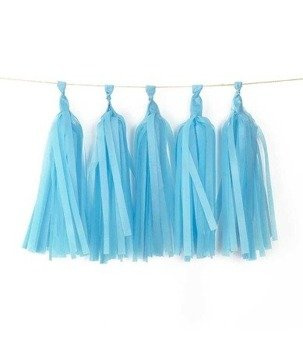 GIRLANDY frędzle z bibuły 5 szt. - niebieski jasny