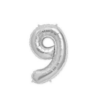 Balon foliowy 40cm - srebrna cyfra 9