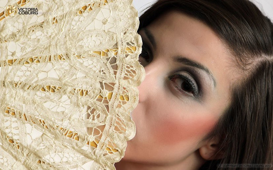 Wachlarz koronkowy - ecru