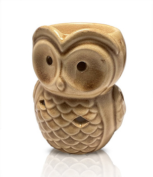 Podgrzewacz kominek do aromaterapii sowa miodowy, 10,5 cm, ceramiczny