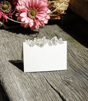 Wizytówki winietki Motylki LASER biała 10szt.