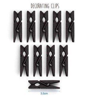 Klamerki spinacze ozdobne 3,5cm x 10szt - czarne