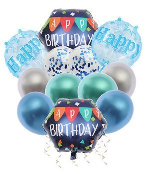 Urodzinowy zestaw balonów 12szt. - niebieski