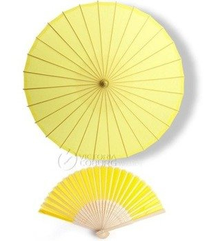 Parasolka + wachlarz ŻÓŁTY