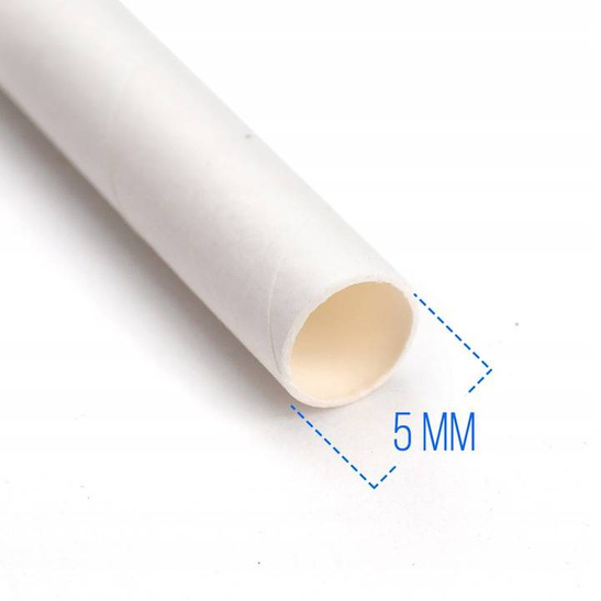 Słomki papierowe BIAŁE fi 5mm EKO 25szt.