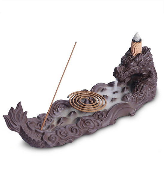 Kominek do kadzidełek backflow, smok, podstawka na stożki i patyczki