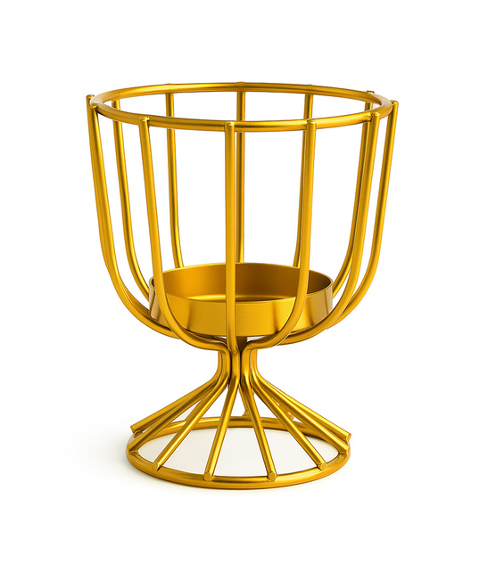 Świecznik kominek zapachowy metalowy + ceramiczny talerzyk 2w1 10,5 cm