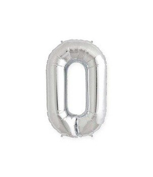 Balon foliowy 40cm - srebrna cyfra 0