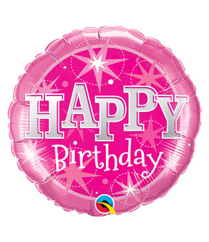 Balon foliowy Birthday Pink Sparkle Qualatex 46 cm