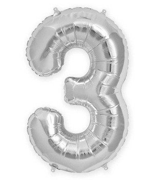 Balon foliowy 100cm - srebrna cyfra 3