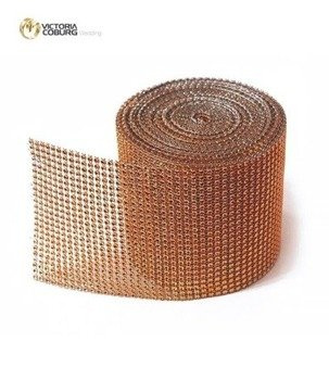 Taśma z cyrkoniami 12cm x 1m - miedziowy