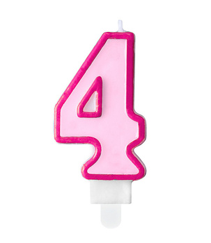 Świeczka urodzinowa różowa cyferka 4 cztery