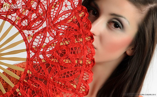 Wachlarz koronkowy - niebieski