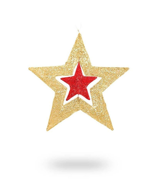 Lampion GWIAZDA 3D brokatowa 30cm - złota