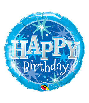 Balon foliowy Happy Birthday niebieski 46 cm Qualatex