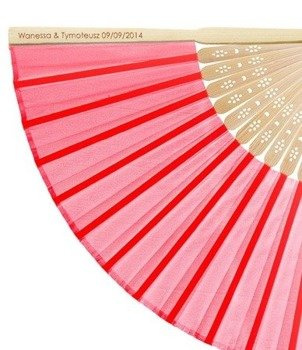 Wachlarz jedwabny z PERSONALIZACJĄ - red