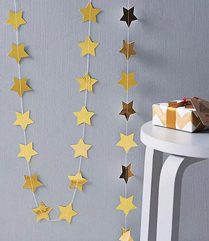 Girlandy papierowe - GWIAZDKI ZŁOTE 4,5M
