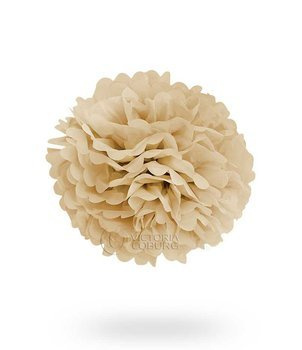 Pompon z bibuły 30cm - beżowy