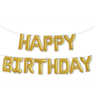 Balony foliowe napis HAPPY BIRTHDAY złoty 40cm