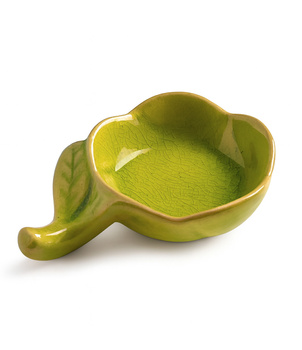 Świecznik Ceramiczny Liść Zielony na Tealight 4cm / Miseczka Sosjerka