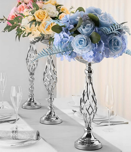 Stojak na kwiaty srebrny KIELICH kwietnik 58cm