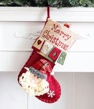 Świąteczna skarpeta na prezenty Mikołaj 29x48cm – dekoracja świąteczna