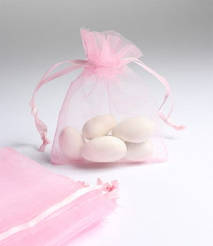 Woreczek z organzy 10x12cm - różowy jasny
