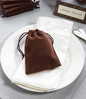 Woreczek welurowy 9x12cm - brązowy