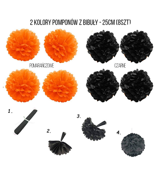 Zestaw Urodzinowy 21szt Dekoracje Czarno-Pomarańczowe Halloween