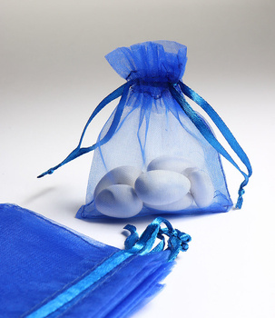 Woreczek z organzy 10x12cm - niebieski