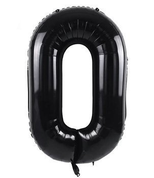 Balon foliowy 100cm - czarna cyfra 0