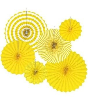 Rozety dekoracyjne wiszące KOMPLET 6szt. - żółte