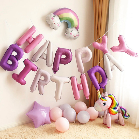 Balony foliowe napis HAPPY BIRTHDAY róż 40cm